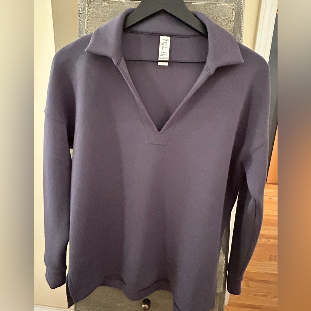 SPANX Air essentials Navy Long Sleeve Polo
